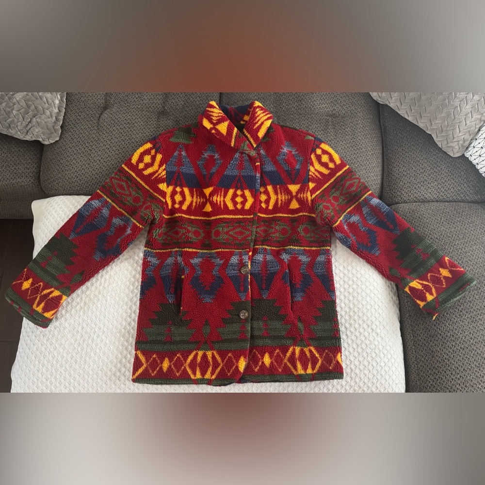 Vintage Donnybrook Southwestern Tapestry Coat Overcoat L XL Oversized USA Made